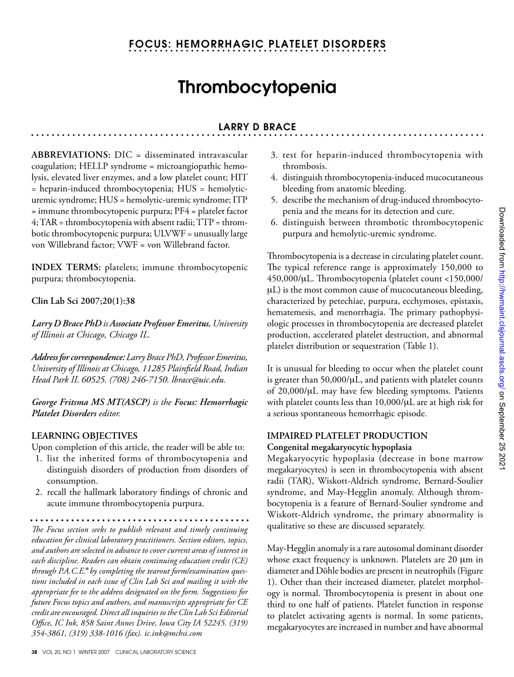 Thrombocytopenia