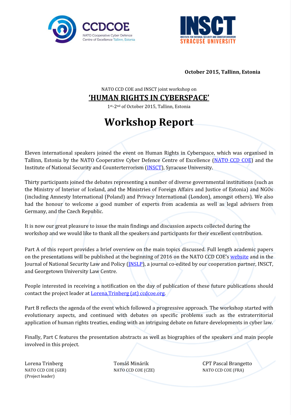 Human Rights in Cyberspace Workshop Report