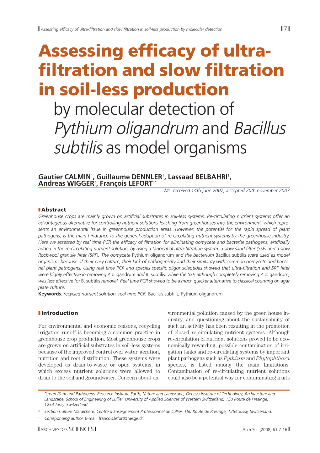 Pythium Oligandrum and Bacillus Subtilis As Model Organisms