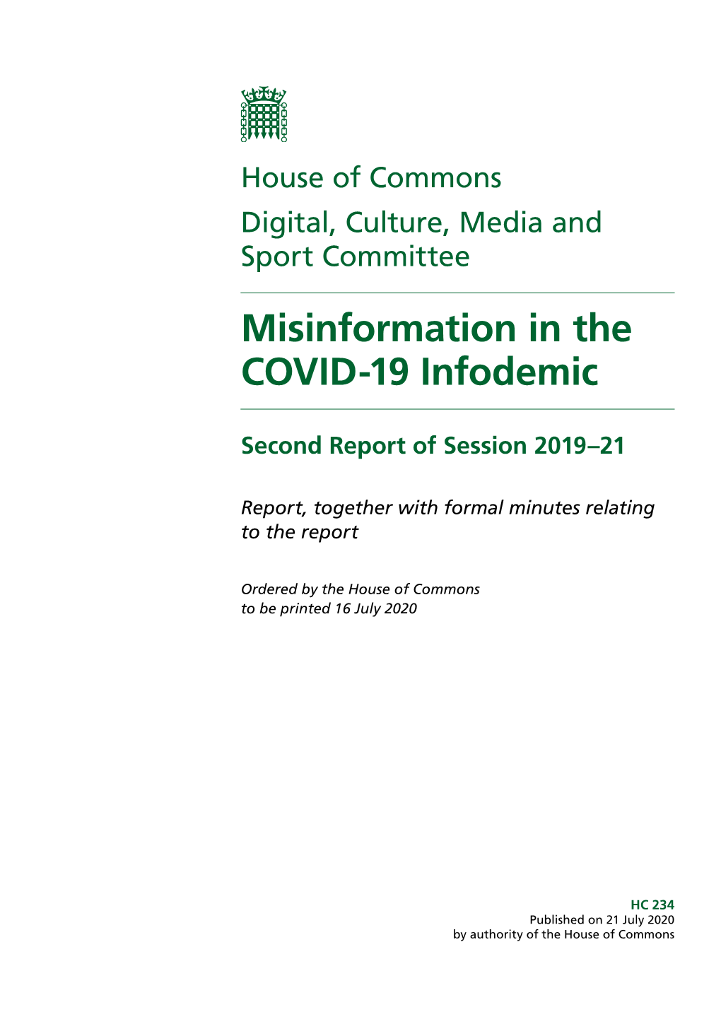 Report: Misinformation in the Covid-19 Infodemic