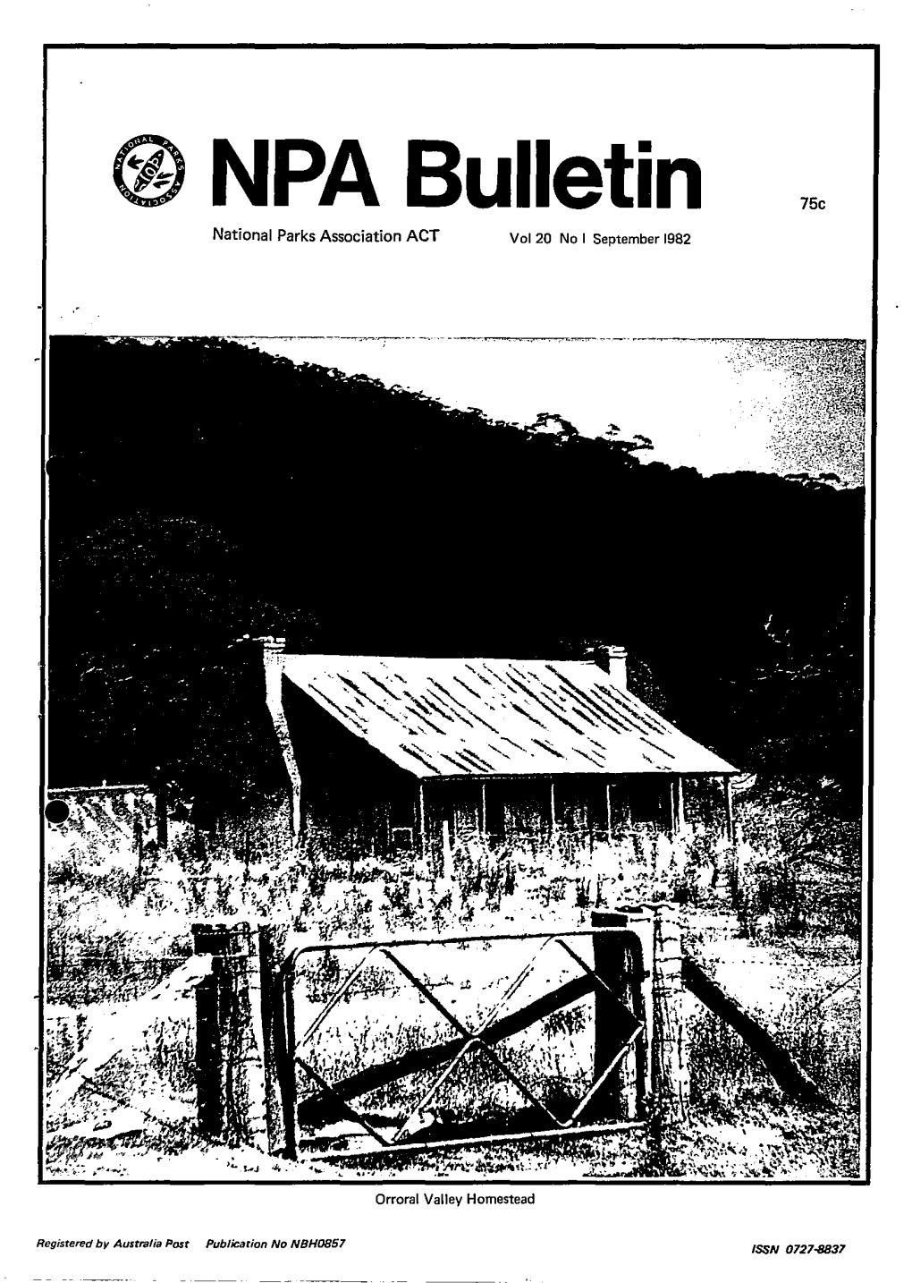 NPA Bulletin 75C National Parks Association ACT Vol 20 No I September 1982