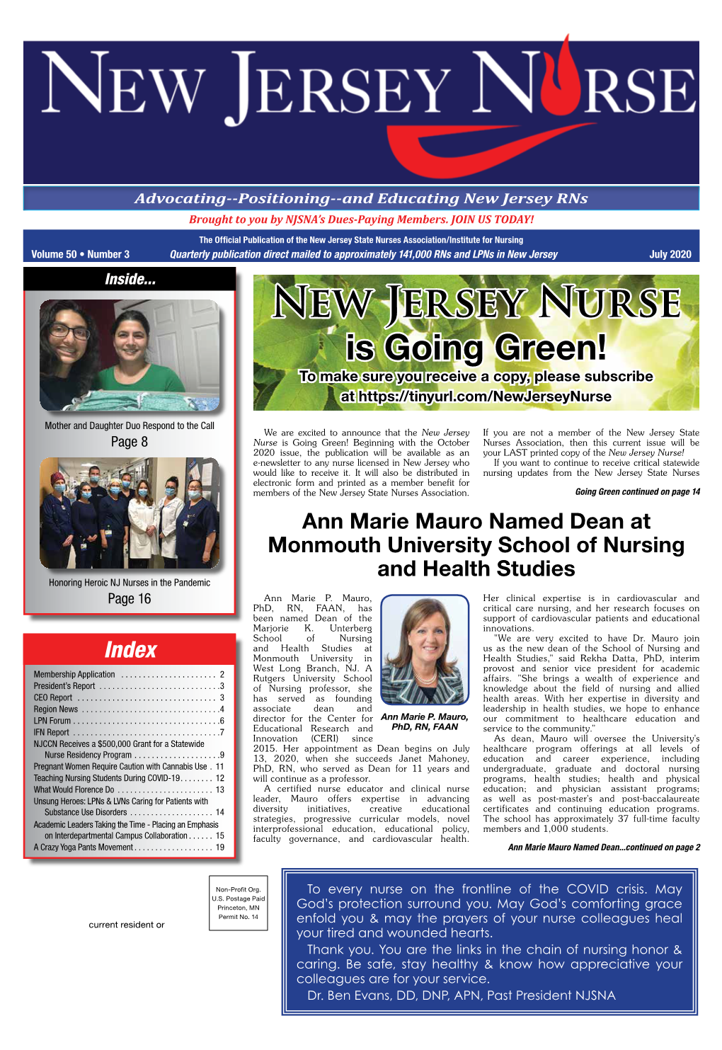 New Jersey Nurse Is Going Green! to Make Sure You Receive a Copy, Please Subscribe At