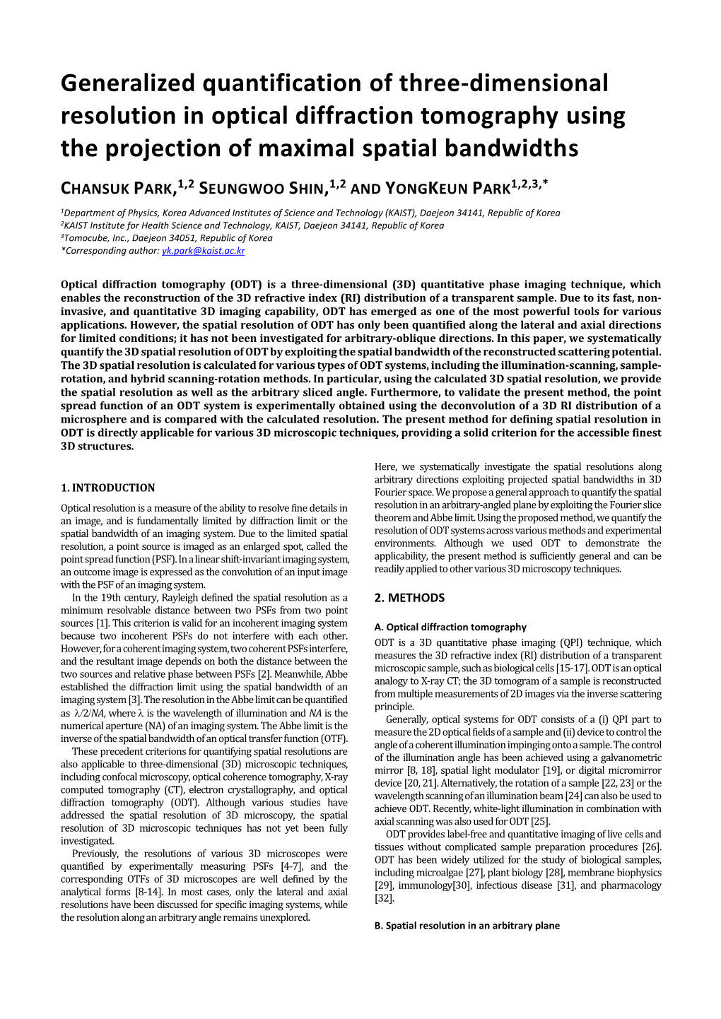 Generalized Quantification of Three-Dimensional Resolution in Optical Diffraction Tomography Using the Projection of Maximal Spatial Bandwidths