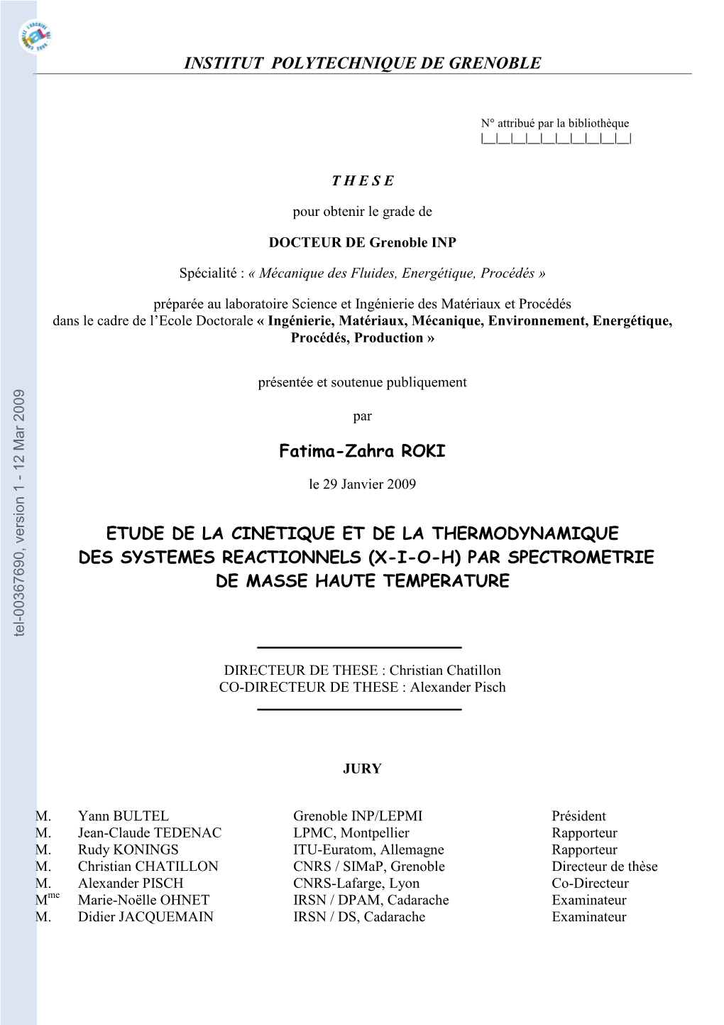 Kinetic and Thermodynamic Studies of Reactional System (XIOH) by High Temperature Mass Spectrometry