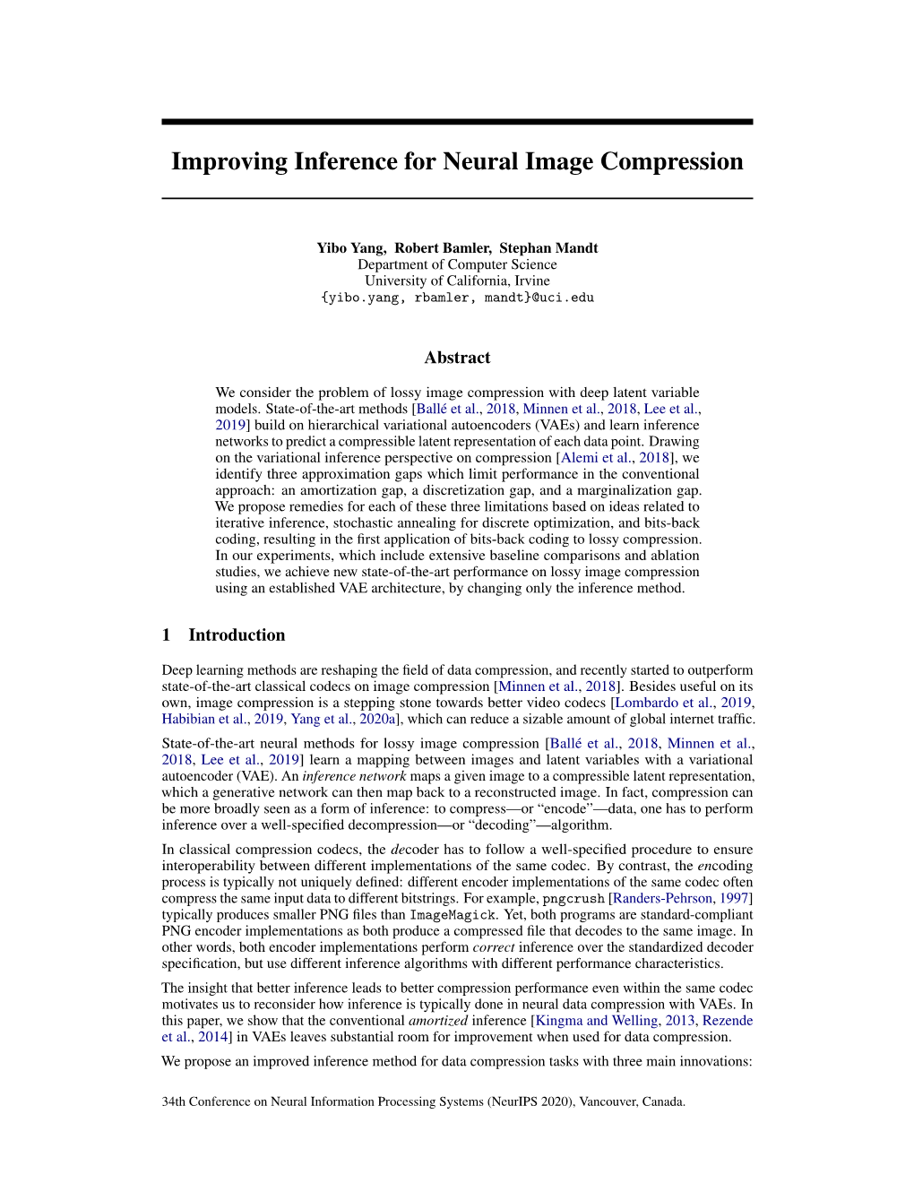 Improving Inference for Neural Image Compression