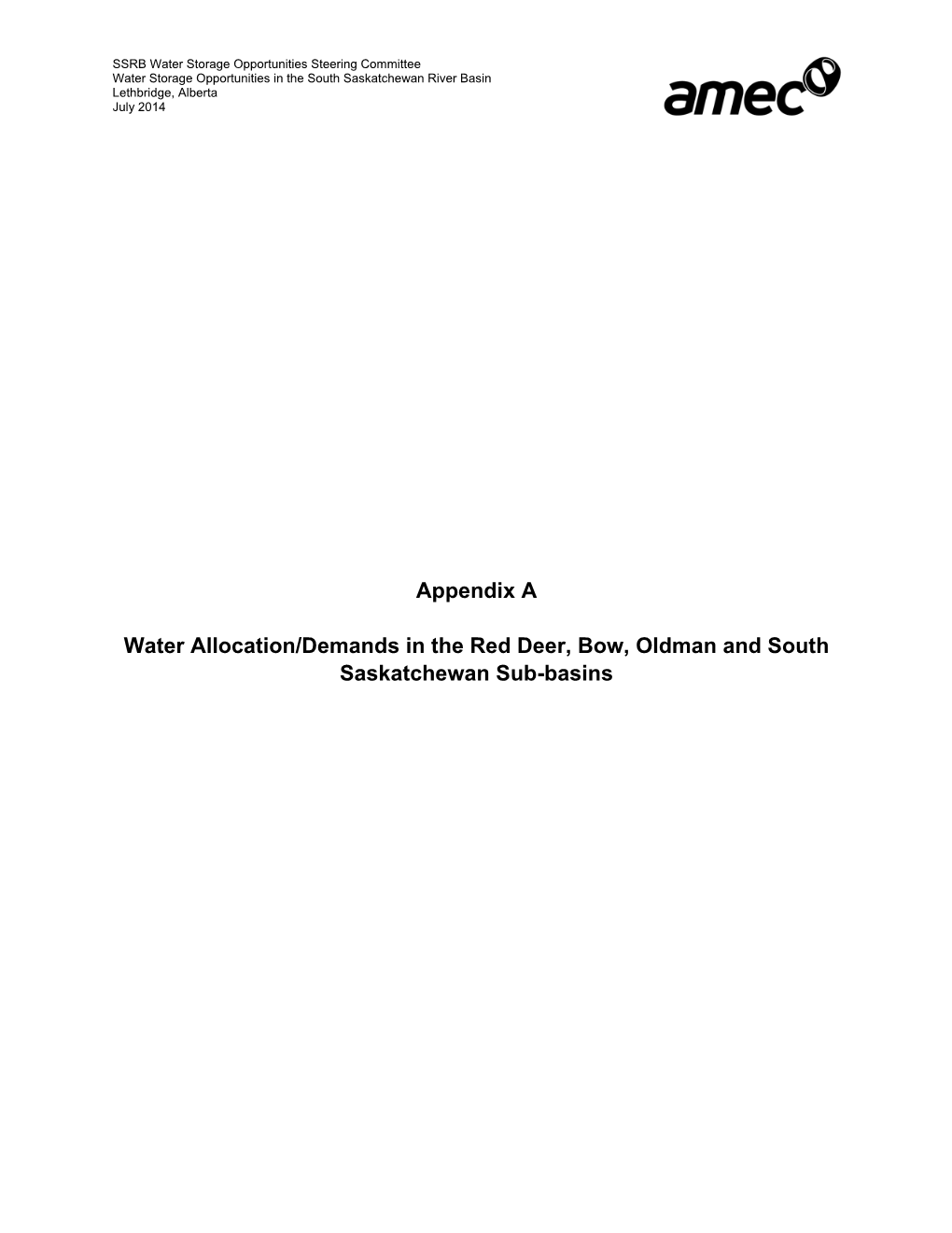 Appendix a Water Allocation/Demands in the Red