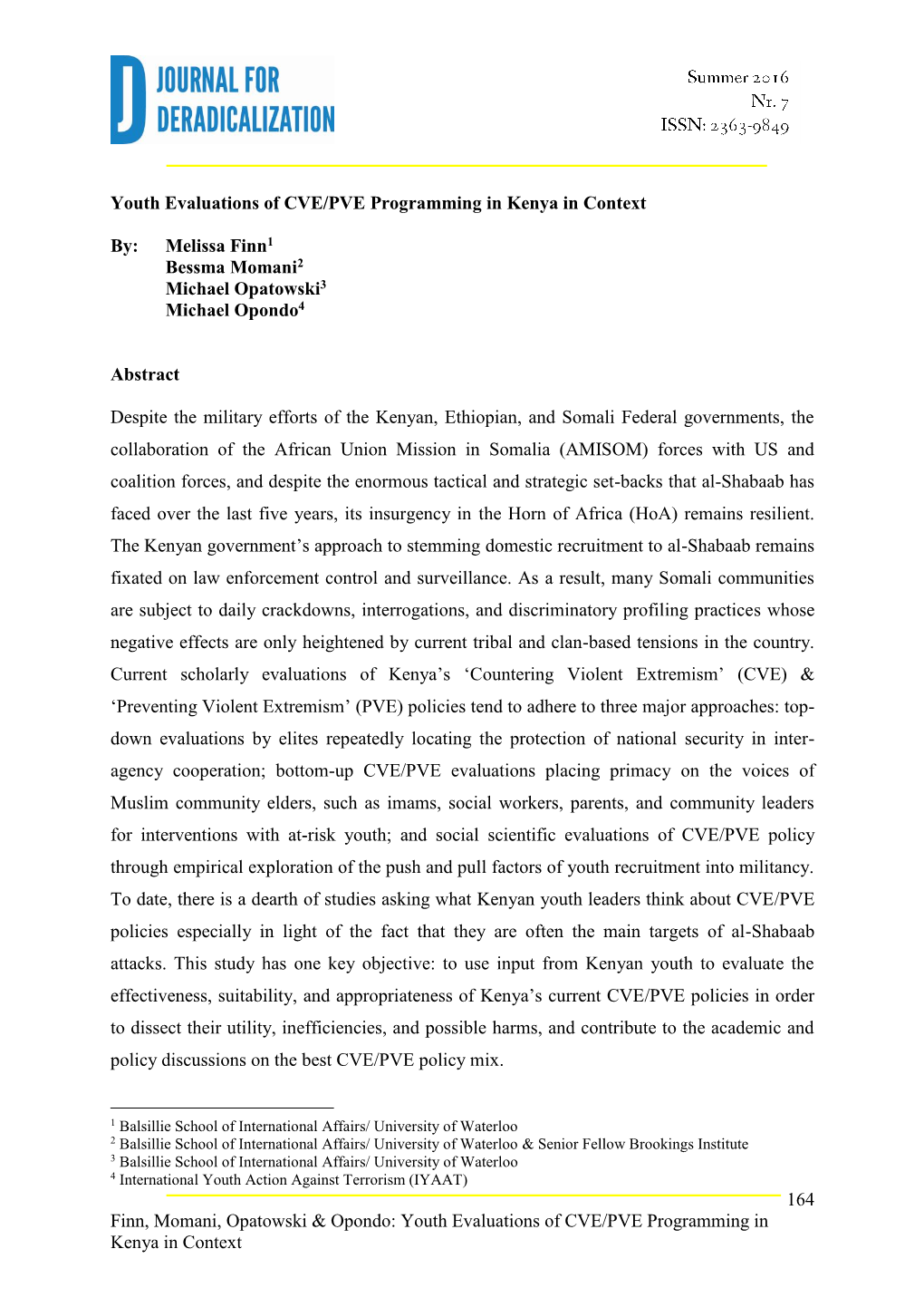 Youth Evaluations of CVE/PVE Programming in Kenya in Context