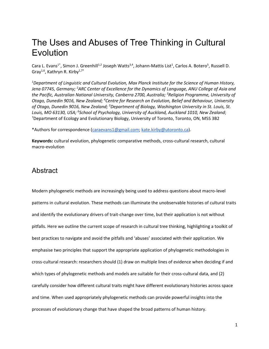 The Uses and Abuses of Tree Thinking in Cultural Evolution