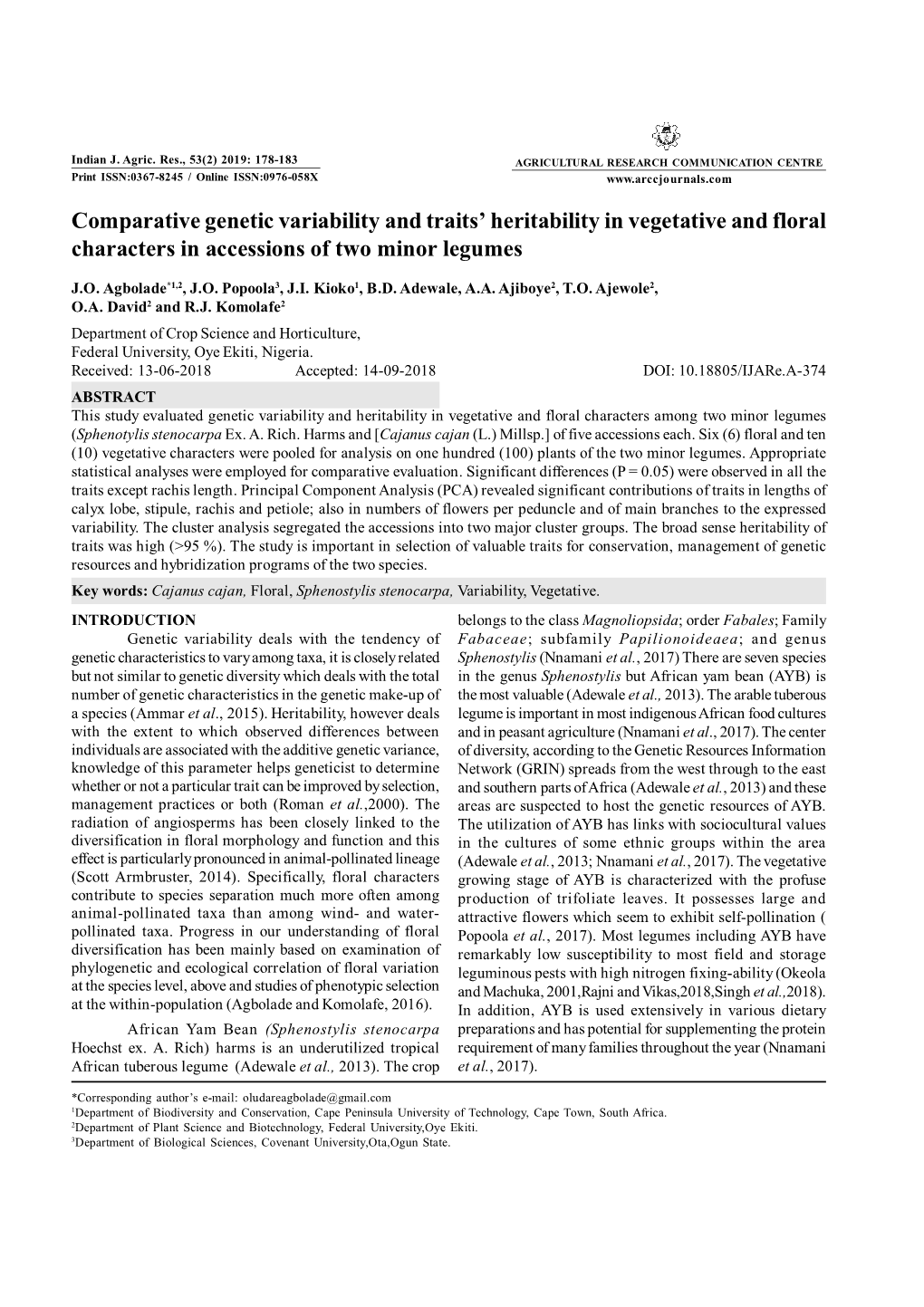 Comparative Genetic Variability and Traits' Heritability in Vegetative And