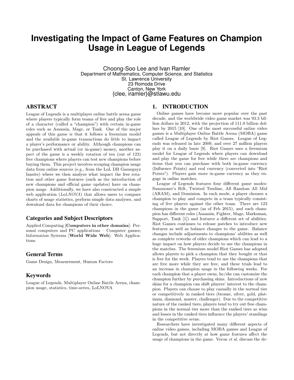 Investigating the Impact of Game Features on Champion Usage in League of Legends