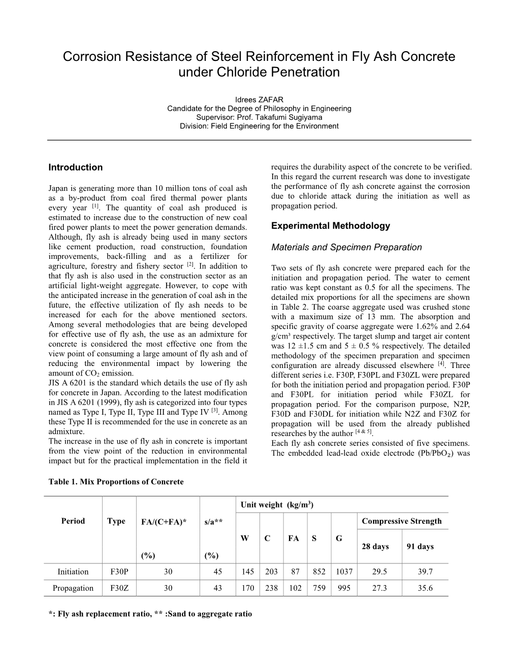 Corrosion Resistance of Steel Reinforcement in Fly Ash Concrete Under Chloride Penetration