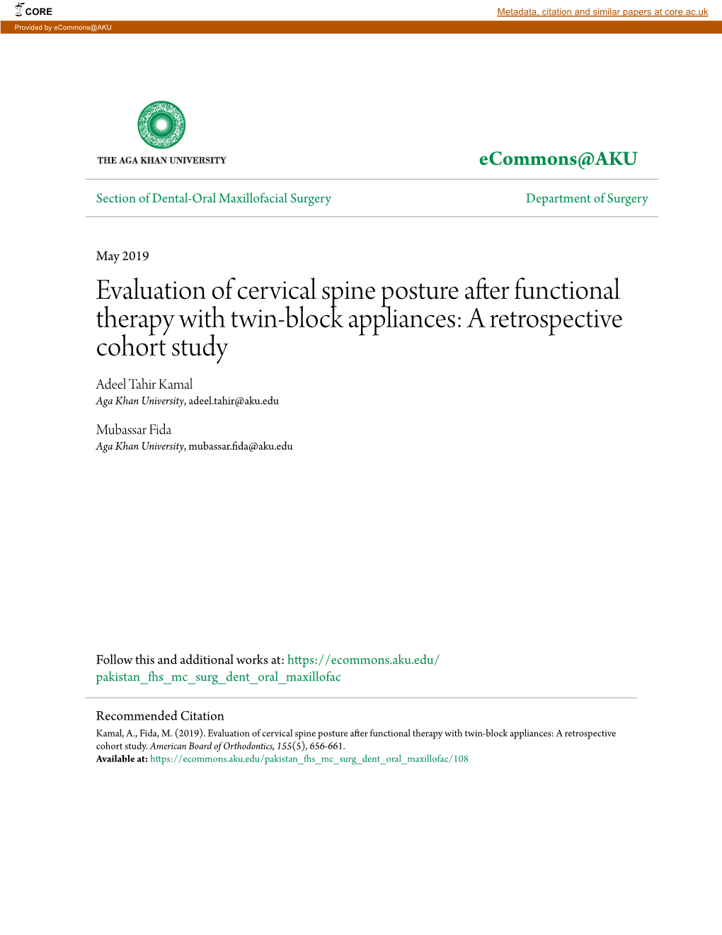 Evaluation of Cervical Spine Posture After Functional Therapy With