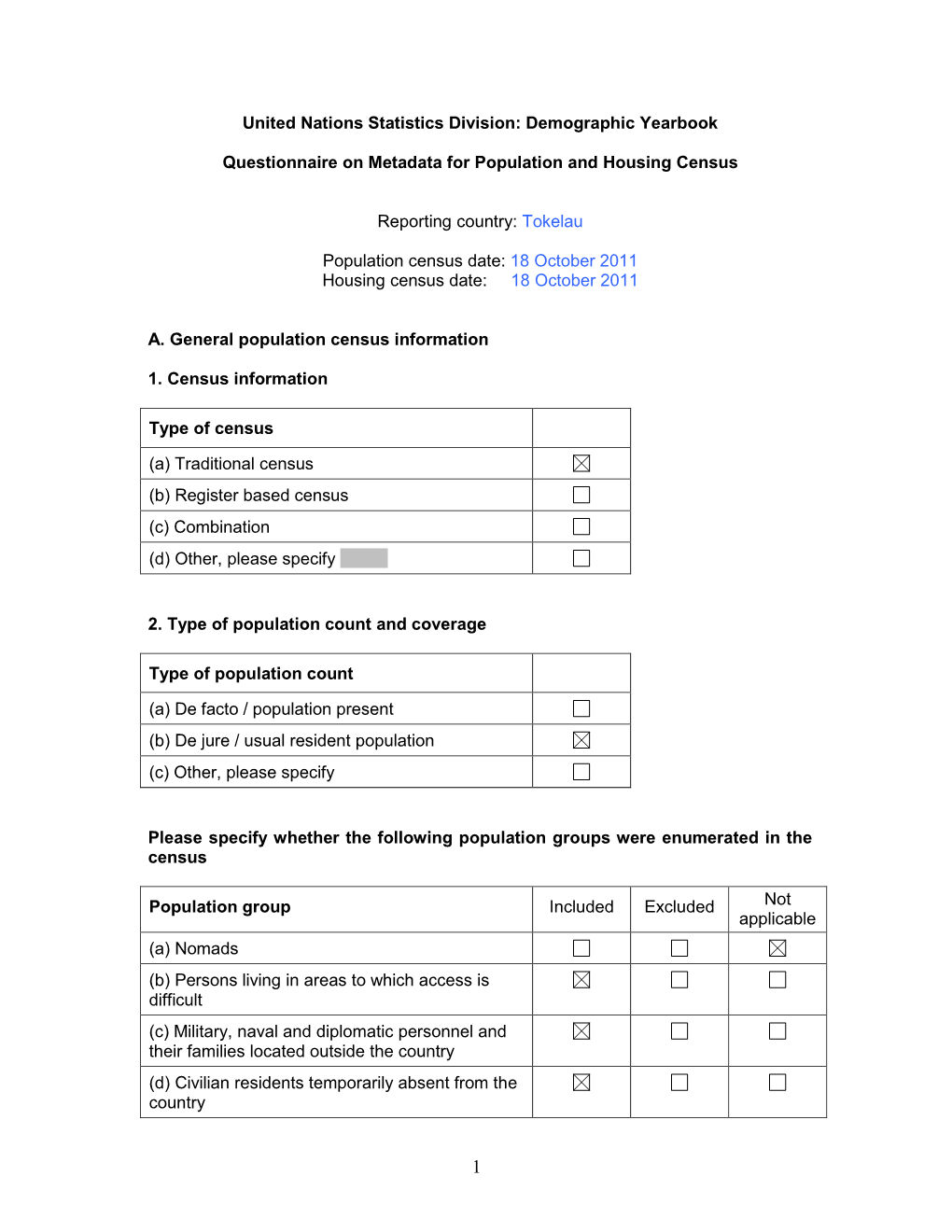 United Nations Statistics Division: Demographic Yearbook