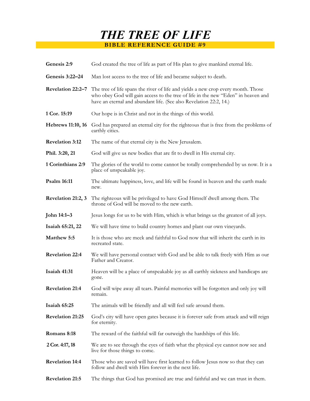 The Tree of Life Bible Reference Guide #9