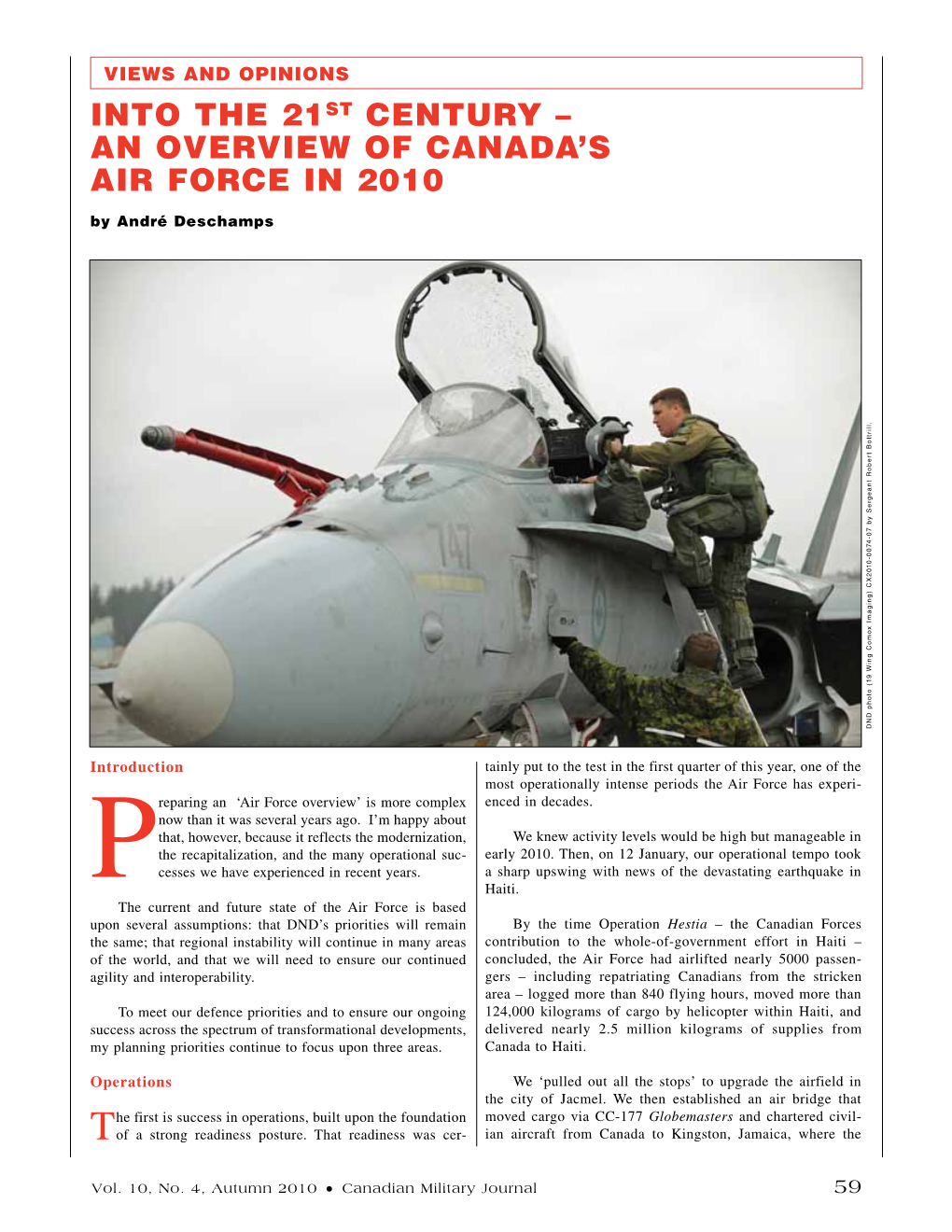 AN Overview of CANADA's Air Force in 2010