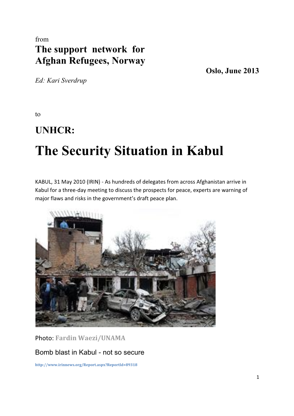 The Security Situation in Kabul