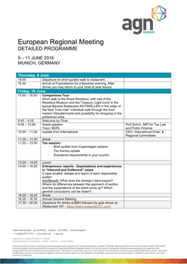 European Regional Meeting DETAILED PROGRAMME