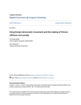 Hong Kong's Democratic Movement and the Making of China's Offshore Civil Society