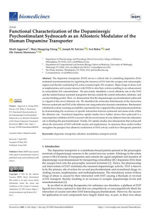 Functional Characterization of the Dopaminergic Psychostimulant Sydnocarb As an Allosteric Modulator of the Human Dopamine Transporter