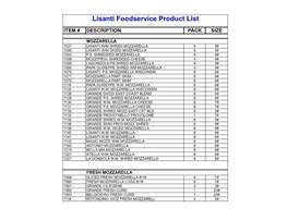 Lisanti Foodservice Product List