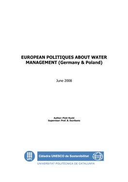 EUROPEAN POLITIQUES ABOUT WATER MANAGEMENT (Germany & Poland)