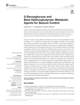2-Deoxyglucose and Beta-Hydroxybutyrate: Metabolic Agents for Seizure Control