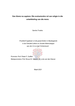 Die Evolusionêre Rol Van Religie in Die Ontwikkeling Van Die Mens