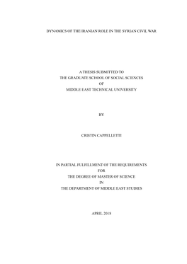 Dynamics of the Iranian Role in the Syrian Civil War A