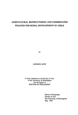 Agricultural Restructuring and Coordinated Policies for Rural Development in Chile