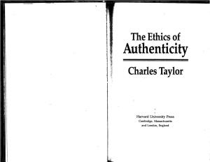 The Ethics of Authenticity Charles Taylor