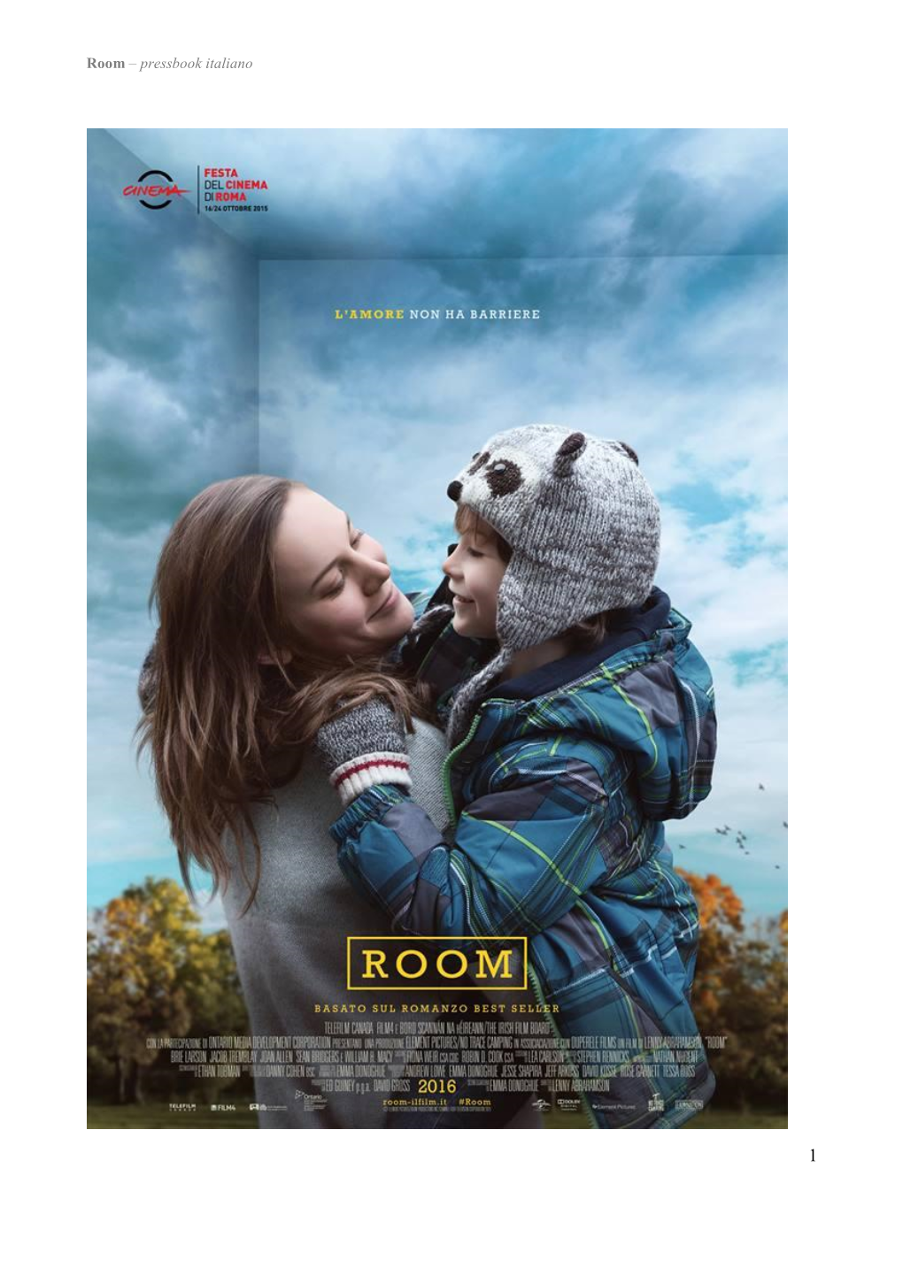 Room – Pressbook Italiano