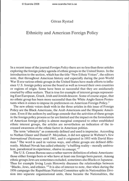 Ethnicity and American Foreign Policy