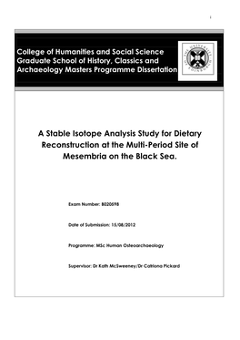 A Stable Isotope Analysis Study for Dietary Reconstruction at the Multi