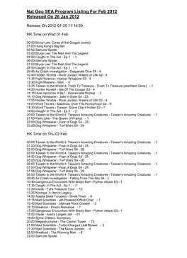 Nat Geo SEA Program Listing for Feb 2012 Released on 26 Jan 2012