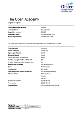 The Open Academy Inspection Report