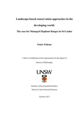 Landscape-Based Conservation Approaches in the Developing World: the Case for Managed Elephant Ranges in Sri Lanka