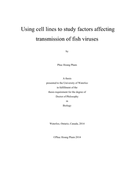 Using Cell Lines to Study Factors Affecting Transmission of Fish Viruses