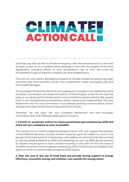 Climate Action Call with Signatories