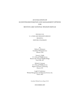 An Evaluation of Ecosystem Restoration and Management Options for Benton Lake National Wildlife Refuge