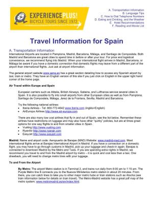 Travel Information for Spain