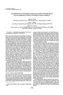 Differences in Wintering Areas of Snow Plovers from Inland