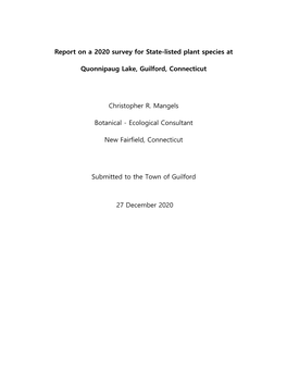 Mangels 2020 Lake Quonnipaug Report