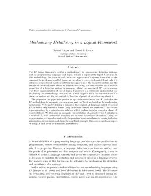 Mechanizing Metatheory in a Logical Framework