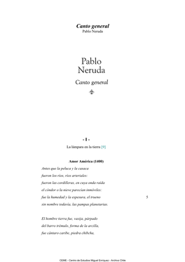 Canto General Pablo Neruda