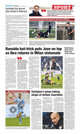 Ronaldo Hat-Trick Puts Juve on Top As Ibra Returns in Milan Stalemate