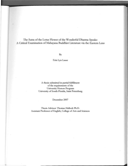 The Sutra of the Lotus Flower of the Wonderful Dharma Speaks: a Cti.Ti.Cal Examination of Mahayana Buddhist Literature Via the Eastern Lens