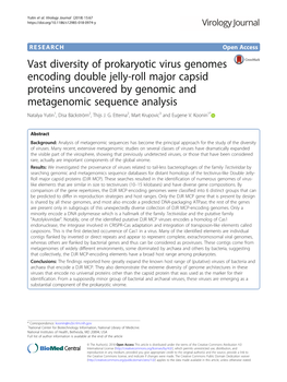 Vast Diversity of Prokaryotic Virus Genomes Encoding Double Jelly-Roll