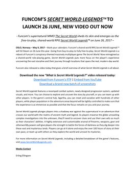 Funcom's Secret World Legendstm to Launch 26 June, New Video Out