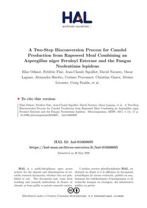 A Two-Step Bioconversion Process for Canolol Production