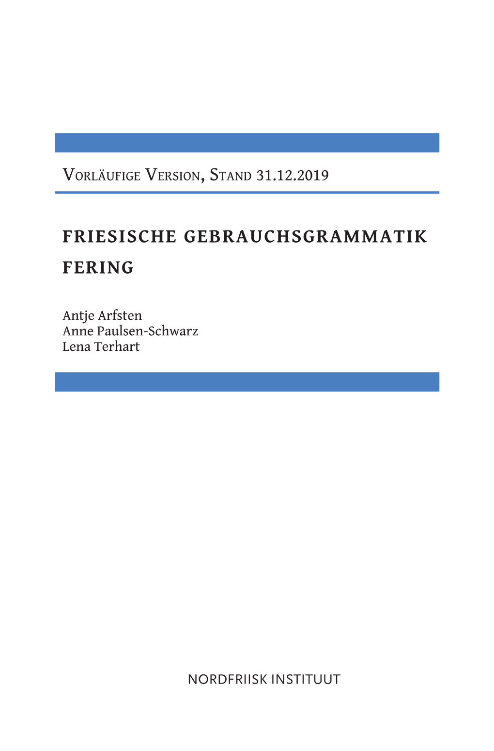 Friesische Gebrauchsgrammatik Fering